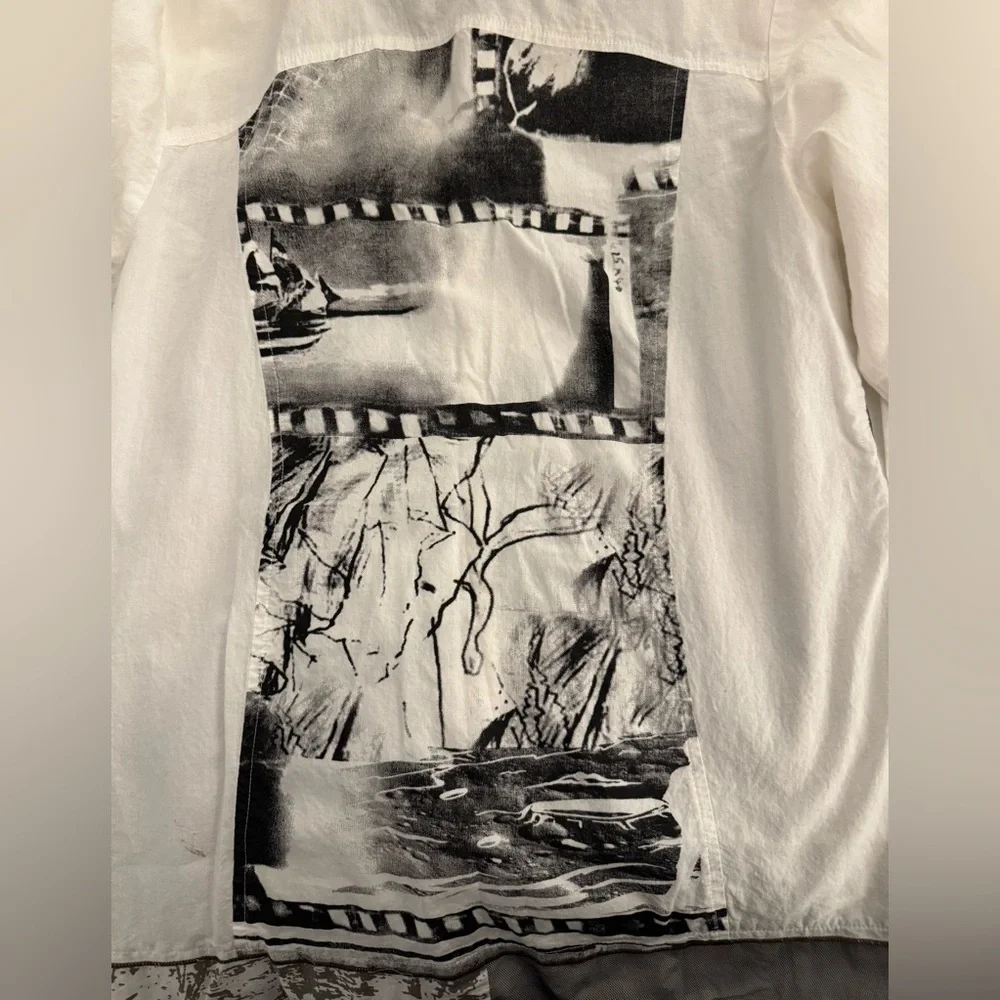 Tango Mango Collection Art-to-Wear Patchwork Embellished Tunic Shirt Small - Picture 11 of 13